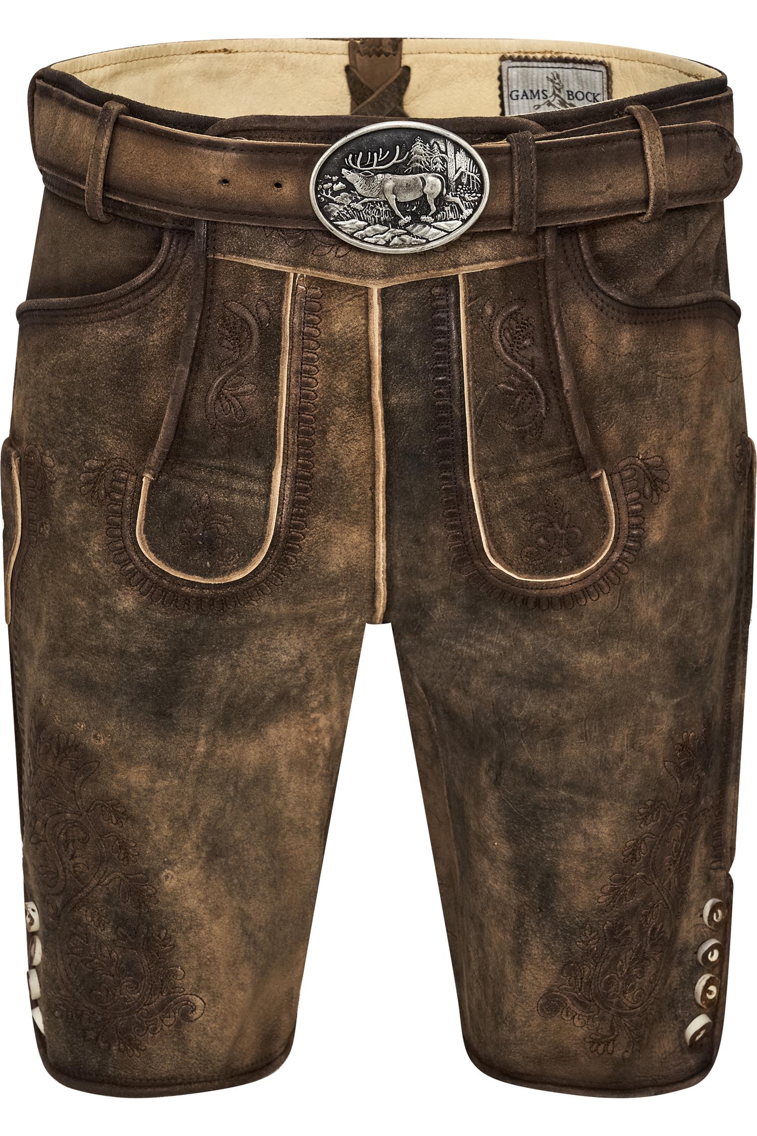 Lederhose Bertl von Gamsbock in Mittelbraun Lederhose Bertl in Mittelbraun